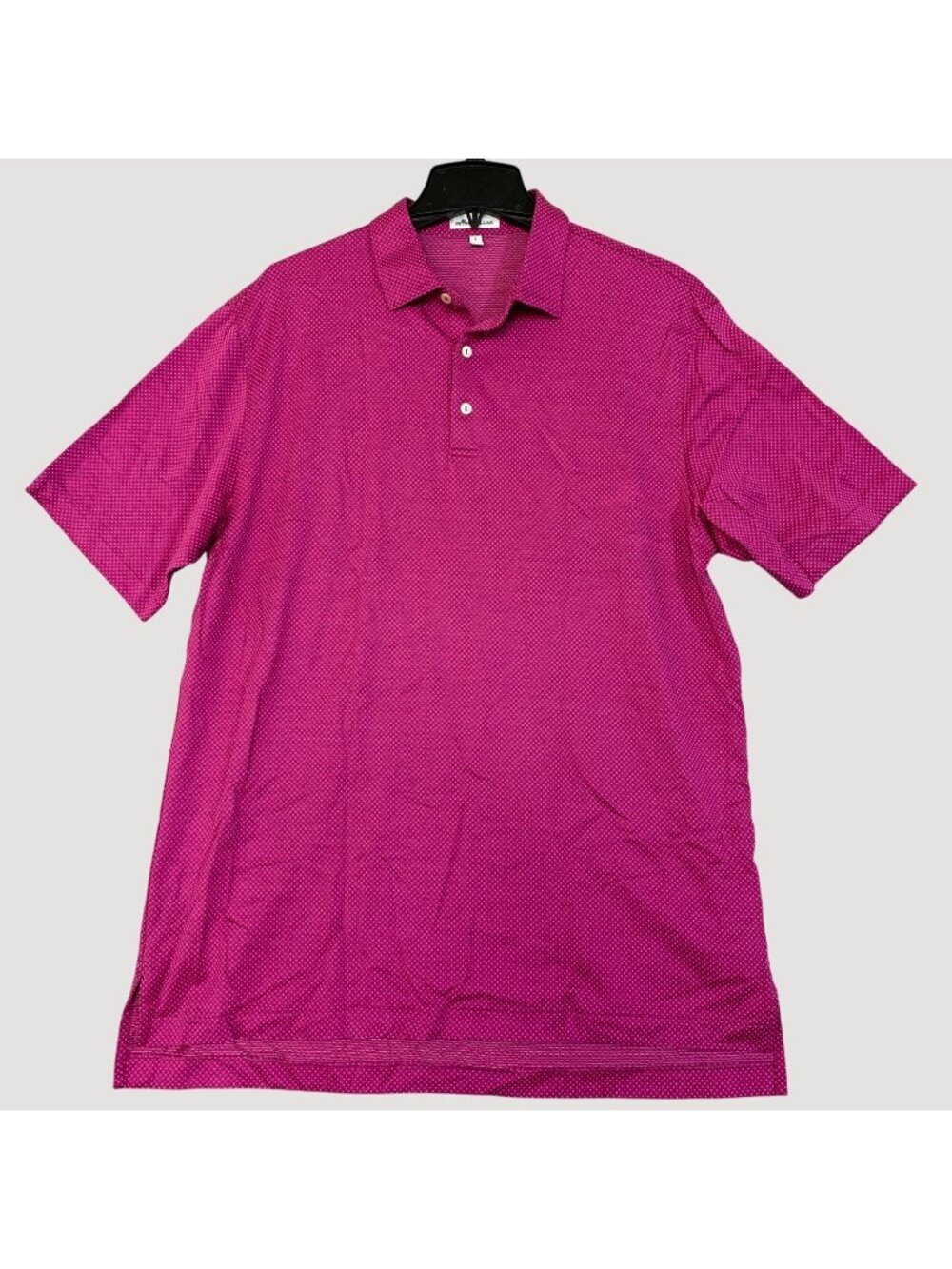 Peter Millar Men's L Polo Shirt Bright Pink Micro Dot 100% Cotton